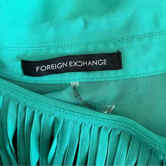 Foreign Exchange sleeveless mint green shirt with fun fringe in the back size S - Picture 7 of 9